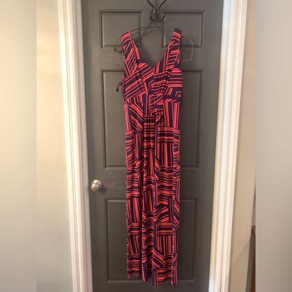 Banana Republic Navy blue and coral maxi dress size L